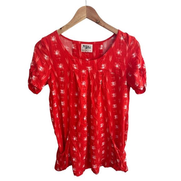 Anthropologie Tops - Anthropologie Holding Horses Orange Tunic‎ Top XS Short Sleeve (Flaw)